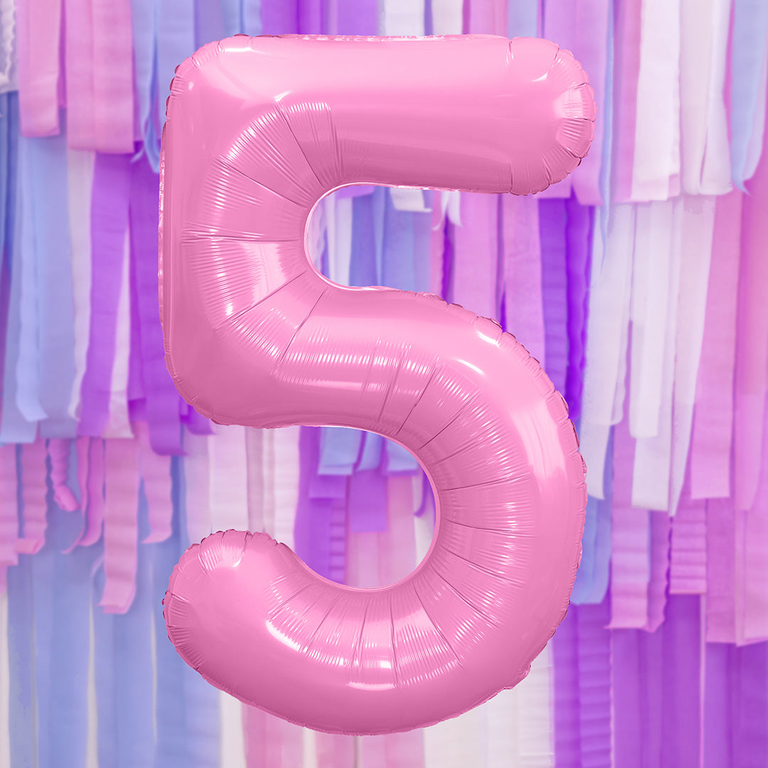 partydeco cijferballon 5 roze - 86 cm | FB1P-5-081 | 2