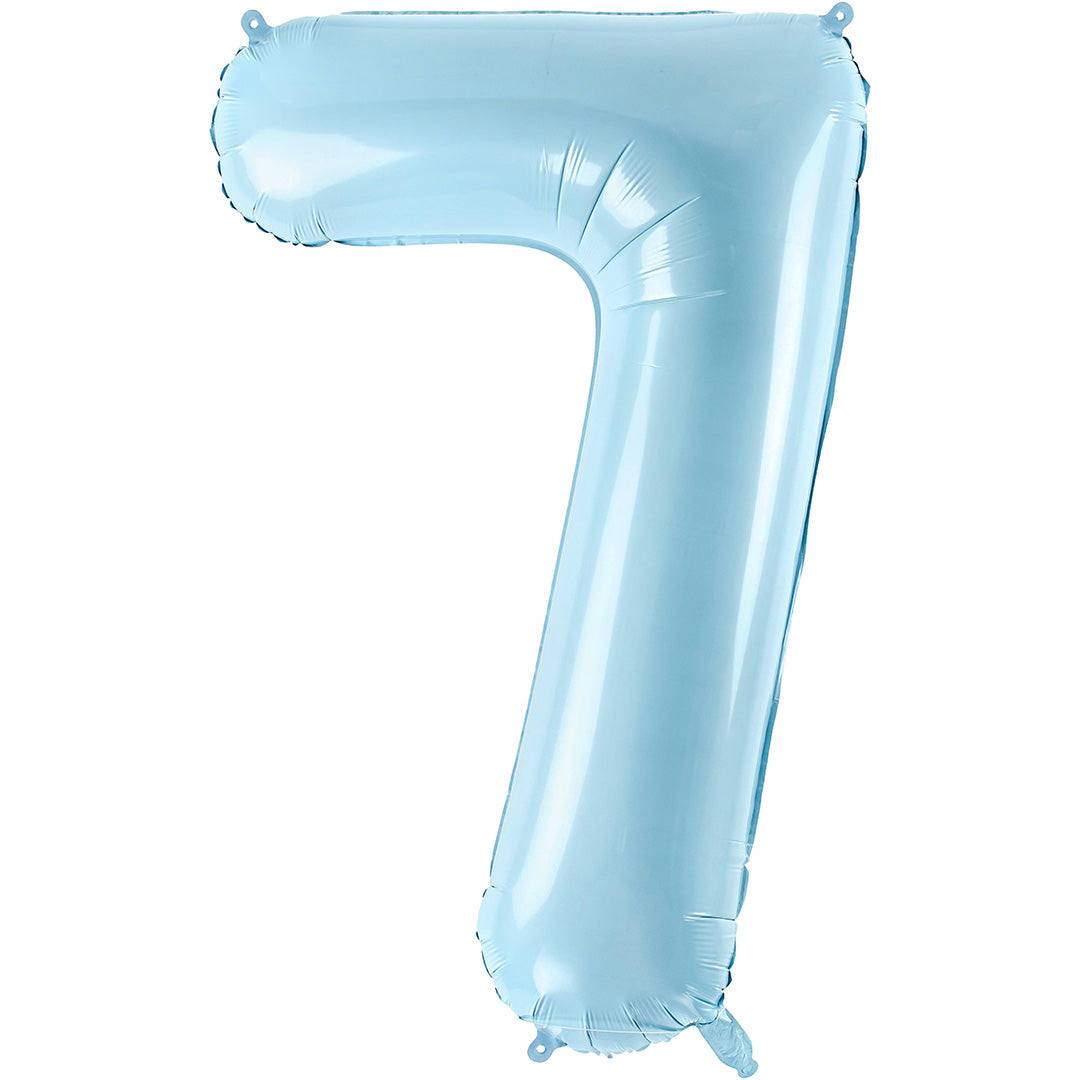 partydeco cijferballon 7 licht blauw - 86 cm | FB1P-7-001J | 1