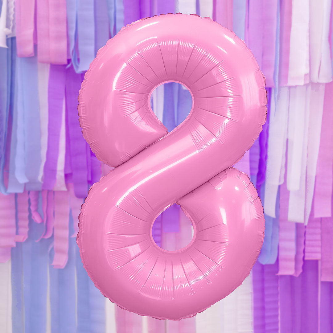 partydeco cijferballon 8 roze - 86 cm | FB1P-8-081 | 2