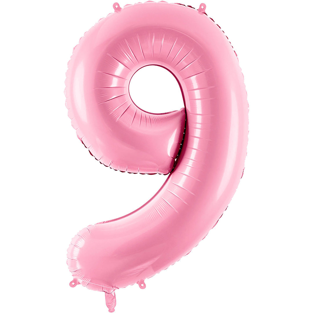 partydeco cijferballon 9 roze - 86 cm | FB1P-9-081 | 1