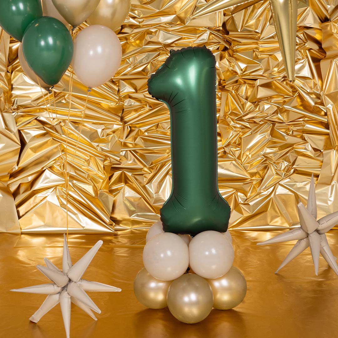 partydeco cijferballon 1 bottle groen - 86 cm | FB1S-1-012B | 2