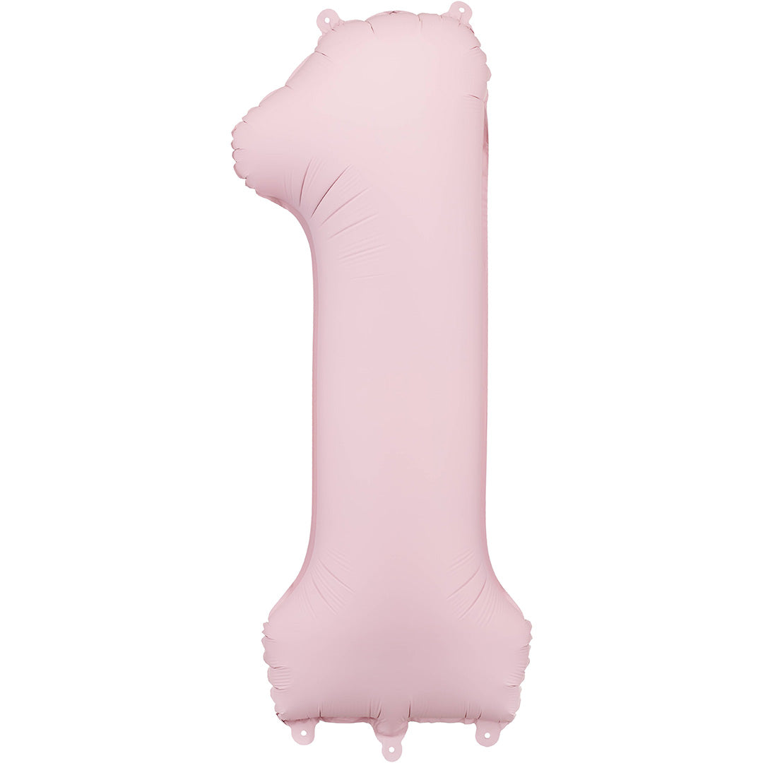 partydeco cijferballon 1 licht roze - 86 cm | FB1T-1-081J | 1