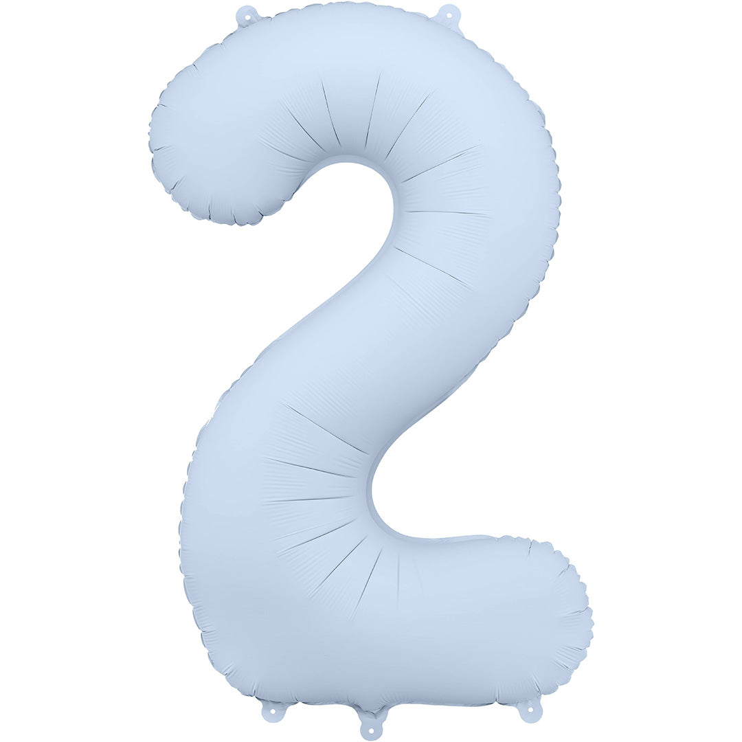 partydeco cijferballon 2 misty blauw - 86 cm | FB1T-2-093 | 1