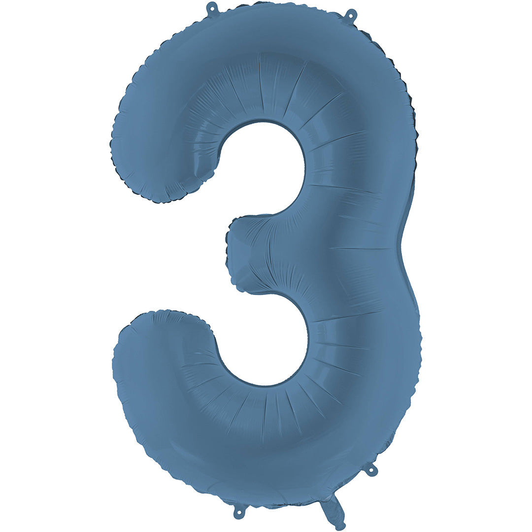partydeco cijferballon 3 navy blauw - 86 cm | FB1T-3-074 | 1