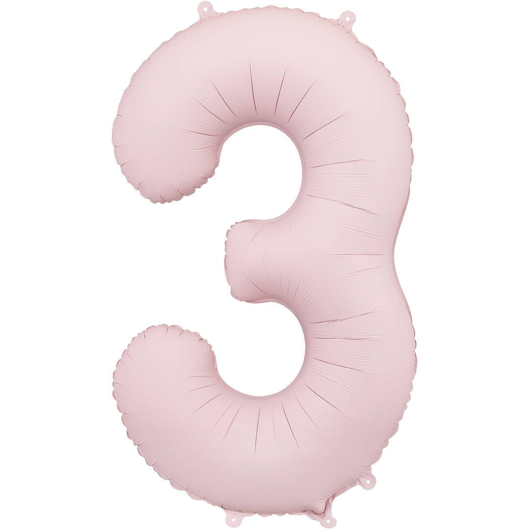 partydeco cijferballon 3 licht roze - 86 cm | FB1T-3-081J | 1