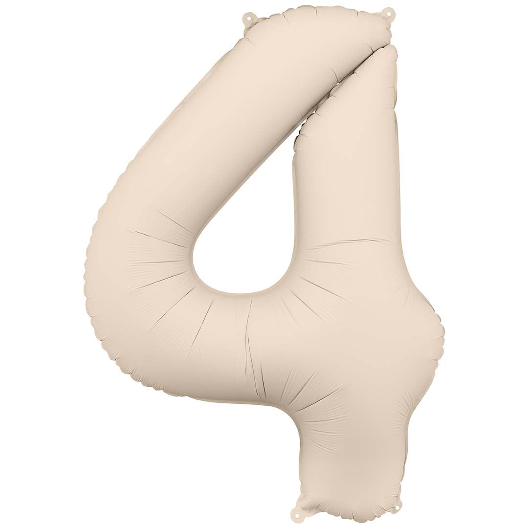 partydeco cijferballon 4 - beige - 86 cm | FB1T-4-013J | 1