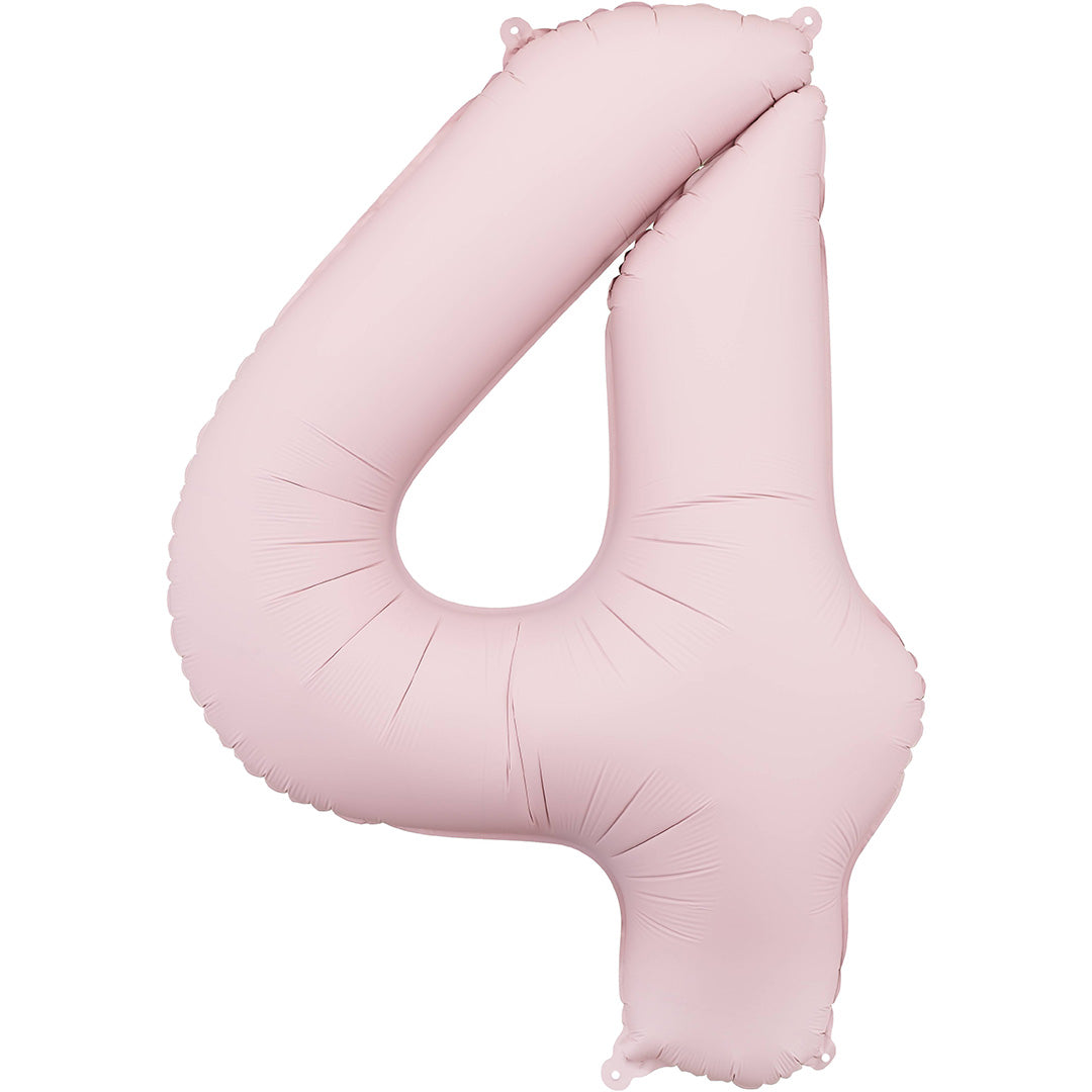 partydeco cijferballon 4 licht roze - 86 cm | FB1T-4-081J | 1