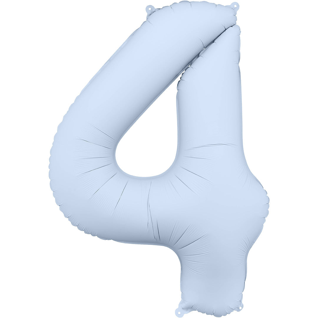 partydeco cijferballon 4 misty blauw - 86 cm | FB1T-4-093 | 1