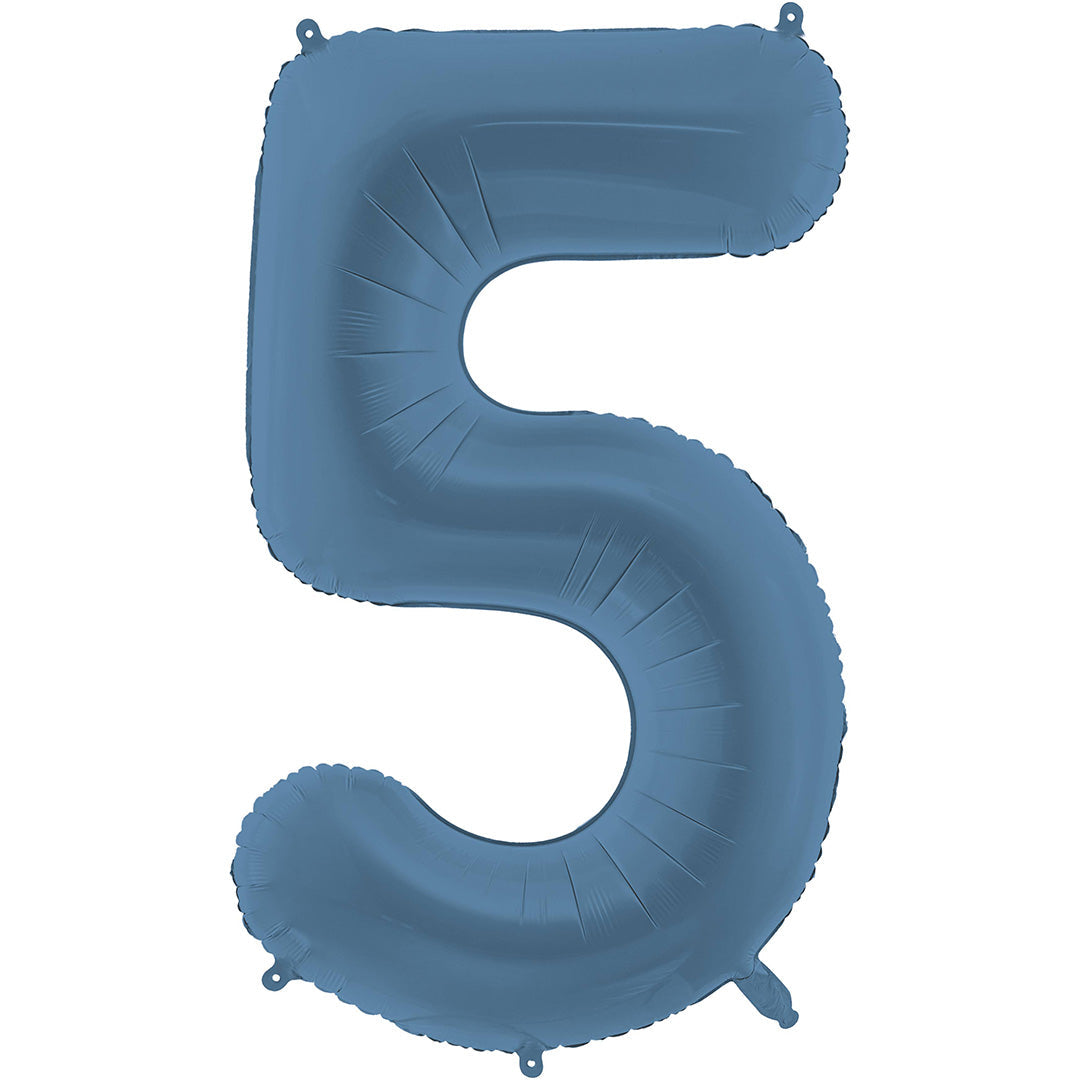 partydeco cijferballon 5 navy blauw - 86 cm | FB1T-5-074 | 1