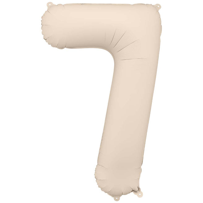 partydeco cijferballon 7 - beige - 86 cm | FB1T-7-013J | 1