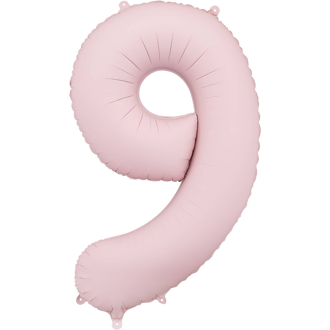 partydeco cijferballon 9 licht roze - 86 cm | FB1T-9-081J | 1