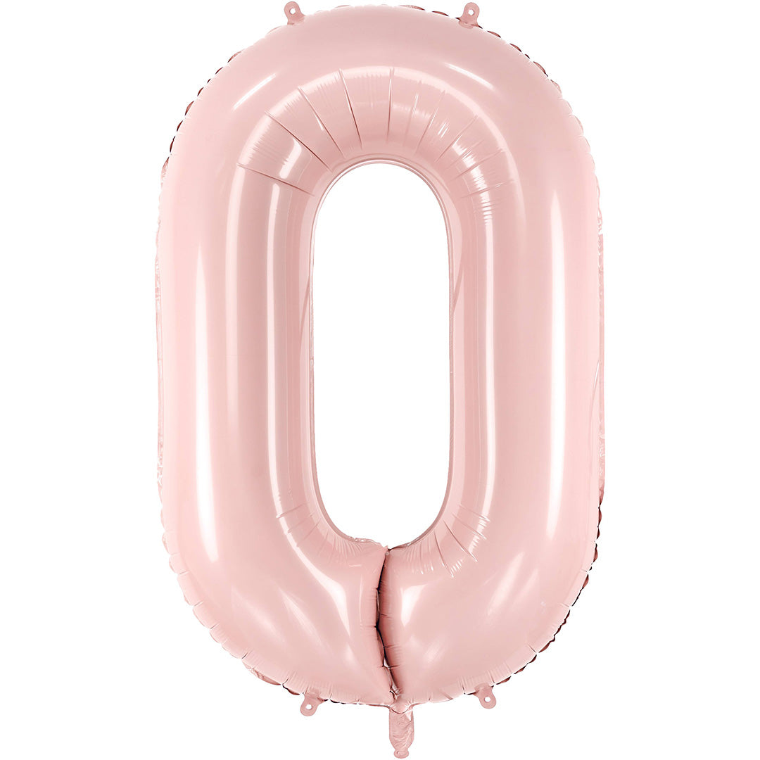 partydeco cijferballon 0 licht roze - 72 cm | FB230P-0-081J | 1