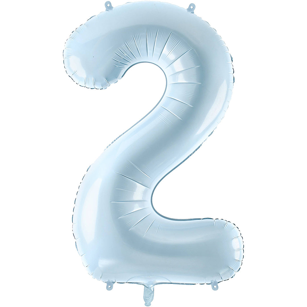 partydeco cijferballon 2 licht blauw - 72 cm | FB230P-2-001J | 1