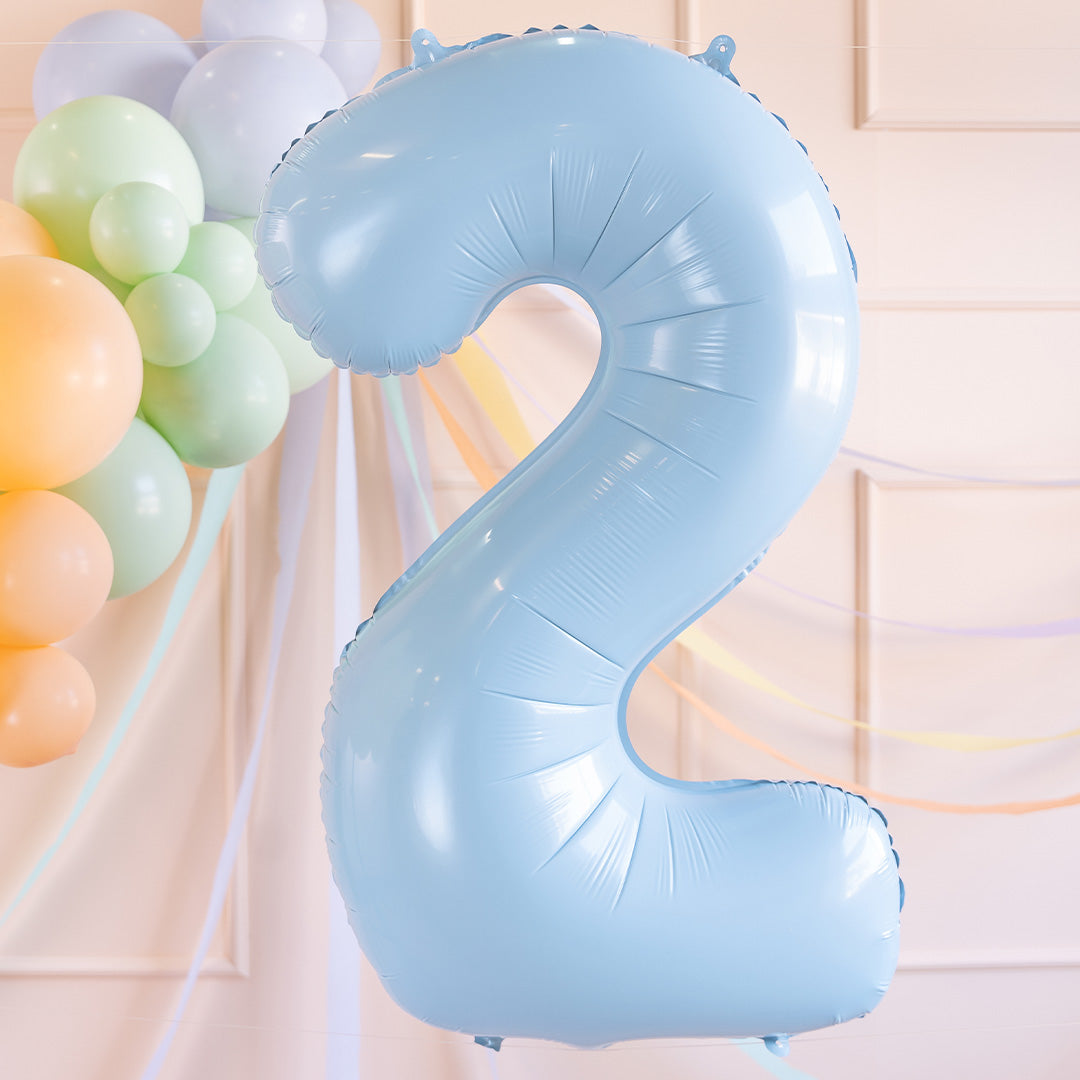 partydeco cijferballon 2 licht blauw - 72 cm | FB230P-2-001J | 2