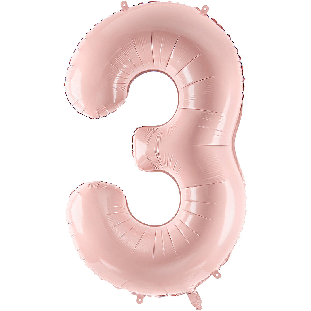 partydeco cijferballon 3 licht roze - 72 cm | FB230P-3-081J | 1