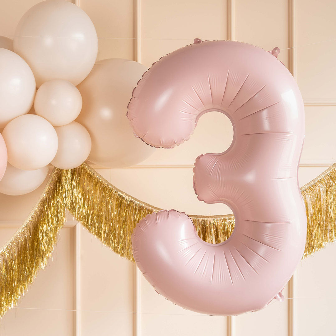 partydeco cijferballon 3 licht roze - 72 cm | FB230P-3-081J | 2