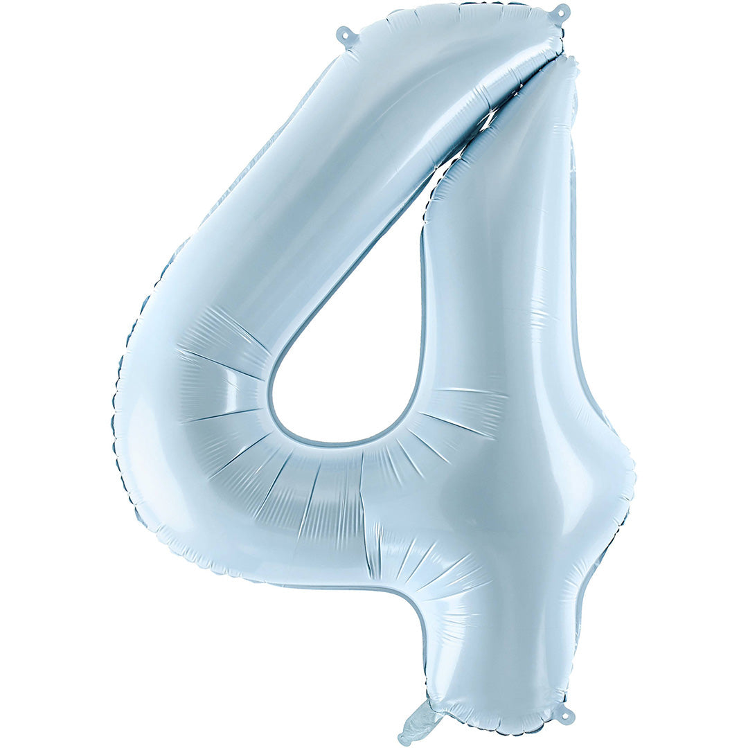 partydeco cijferballon 4 licht blauw - 72 cm | FB230P-4-001J | 1