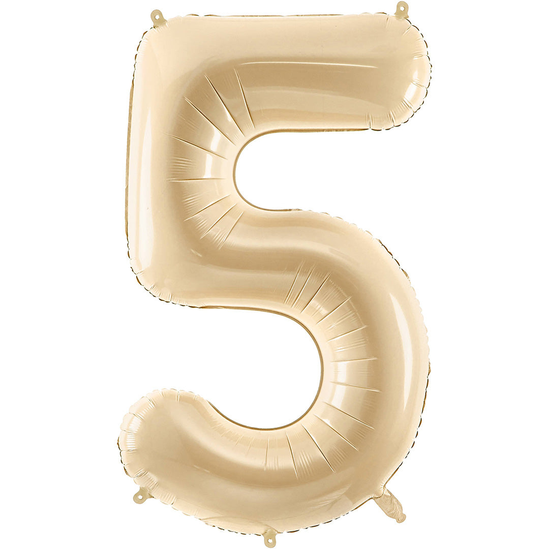 partydeco cijferballon 5 beige - 72 cm | FB230P-5-013 | 1