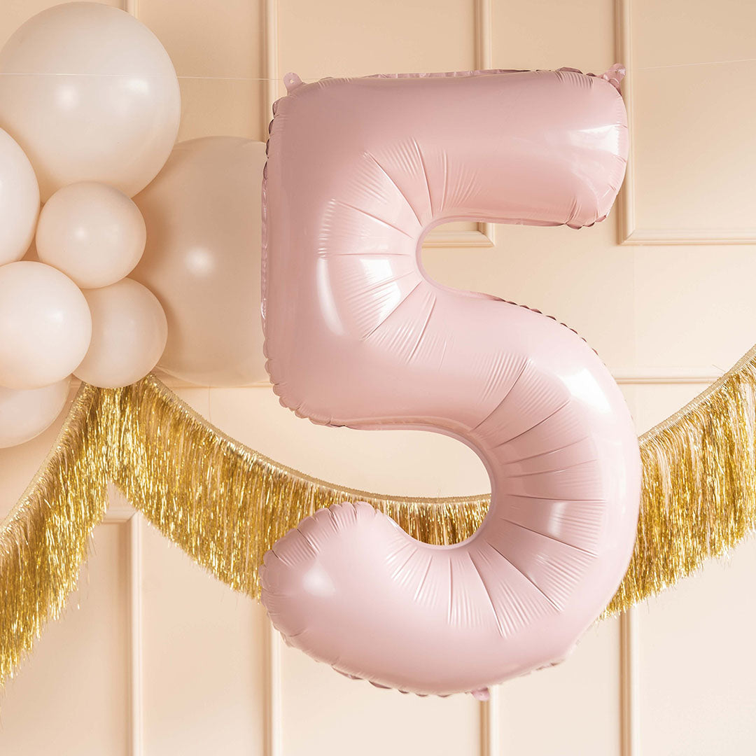 partydeco cijferballon 5 licht roze - 72 cm