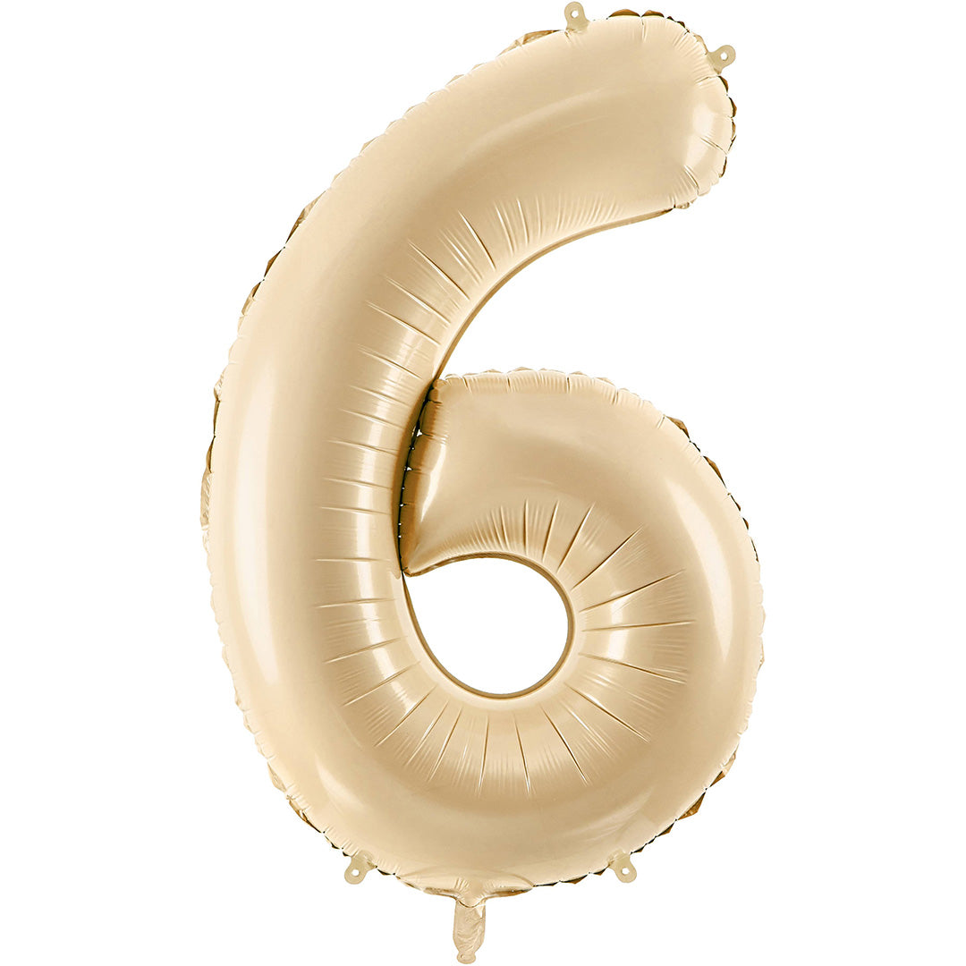 partydeco cijferballon 6 beige - 72 cm | FB230P-6-013 | 1