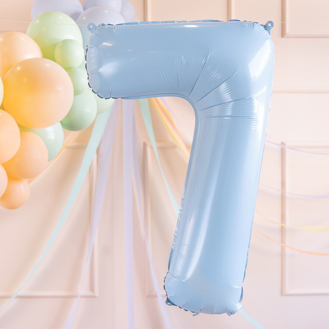 partydeco cijferballon 7 licht blauw - 72 cm | FB230P-7-001J | 2