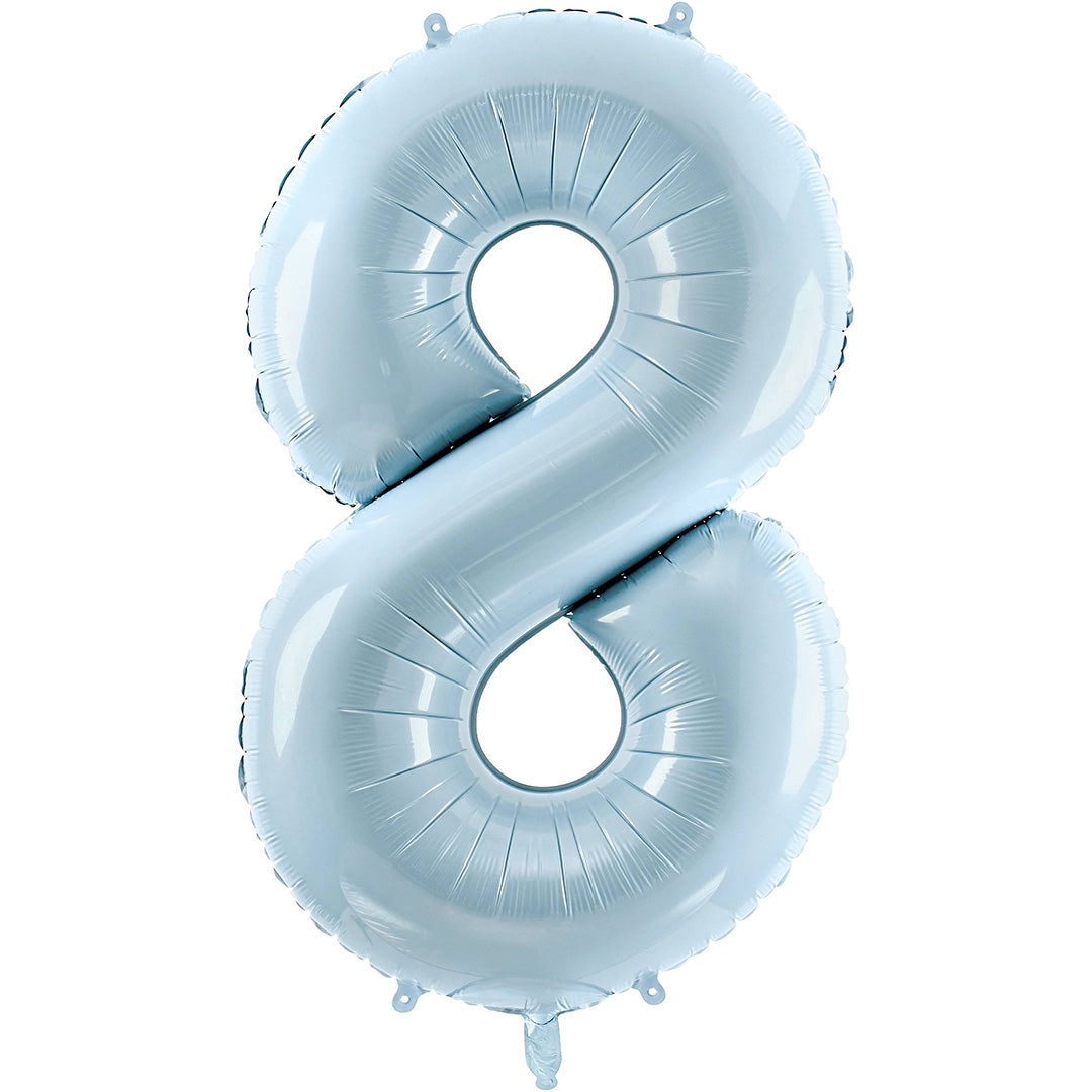 partydeco cijferballon 8 licht blauw - 72 cm | FB230P-8-001J | 1