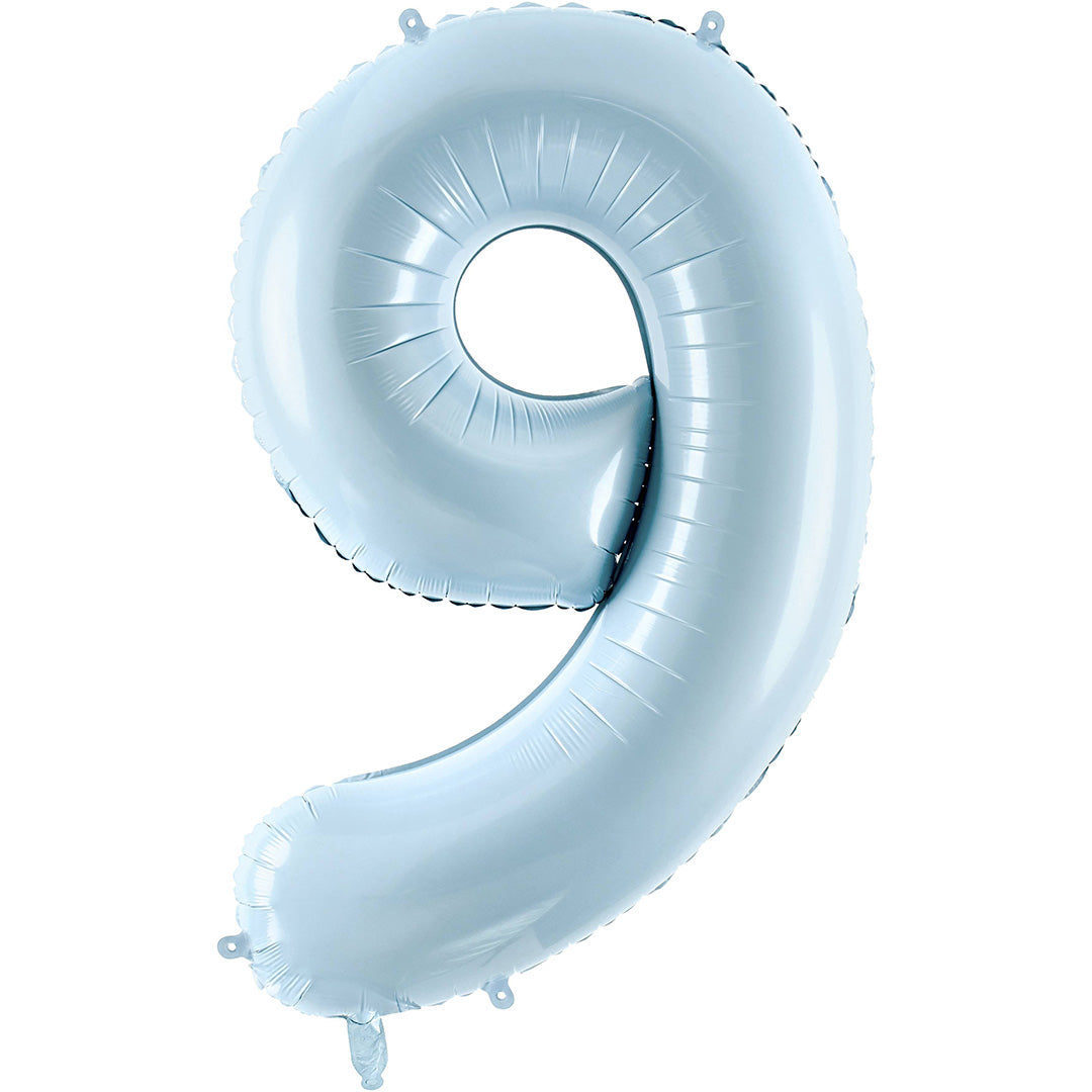 partydeco cijferballon 9 licht blauw - 72 cm | FB230P-9-001J | 1