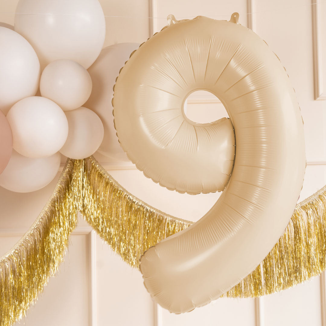 partydeco cijferballon 9 beige - 72 cm | FB230P-9-013 | 2