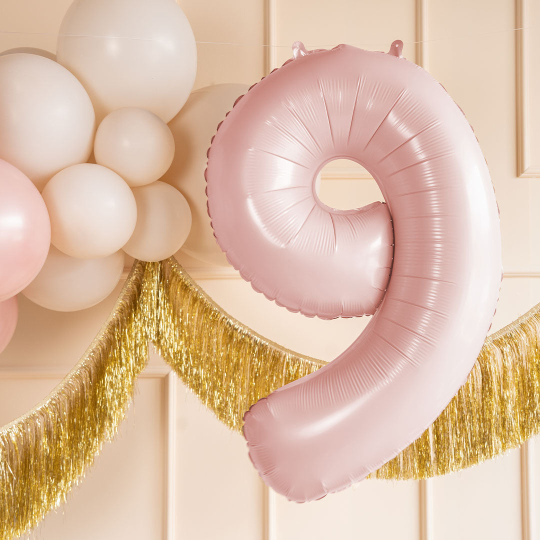 partydeco cijferballon 9 licht roze - 72 cm | FB230P-9-081J | 2