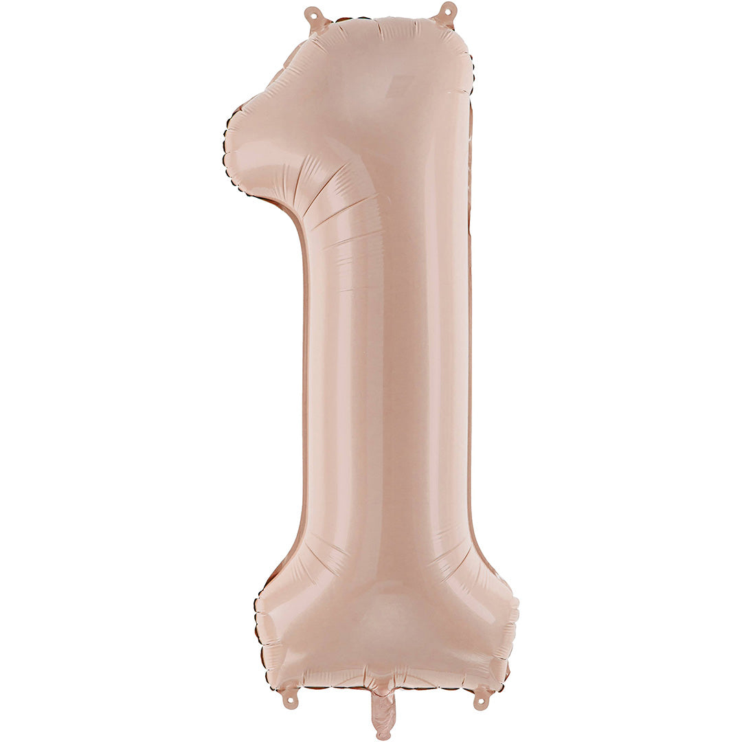 partydeco cijferballon 1 donker beige - 72 cm | FB230T-1-013C | 1