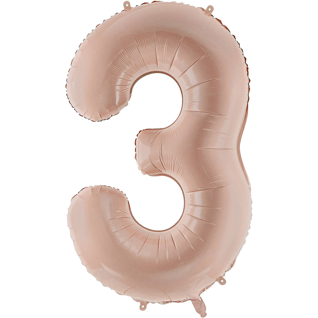 partydeco cijferballon 3 donker beige - 72 cm | FB230T-3-013C | 1