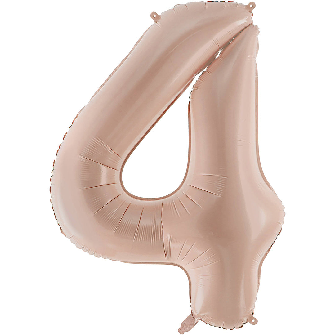 partydeco cijferballon 4 donker beige - 72 cm | FB230T-4-013C | 1