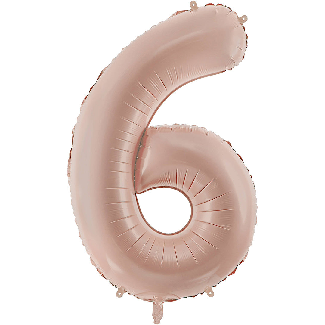 partydeco cijferballon 6 donker beige - 72 cm | FB230T-6-013C | 1