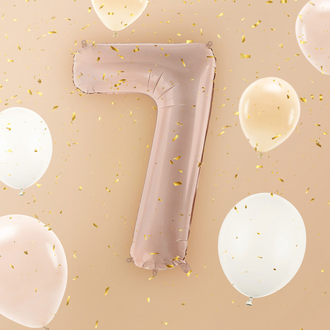 partydeco cijferballon 7 donker beige - 72 cm | FB230T-7-013C | 2