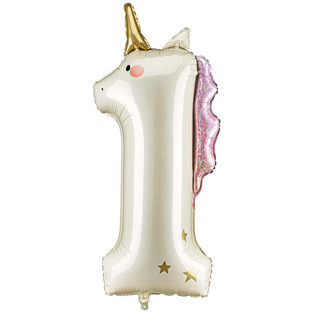 partydeco cijferballon 1 - eenhoorn - 93 cm | FB359-1 | 1