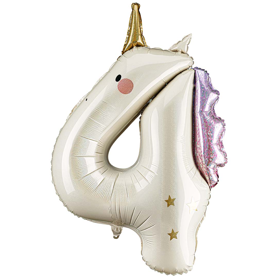 partydeco cijferballon 4 - eenhoorn - 93 cm | FB359-4 |2