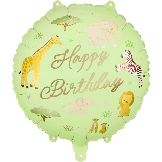 partydeco folieballon happy birthday - safari - 35x35 cm | FB388 | 1