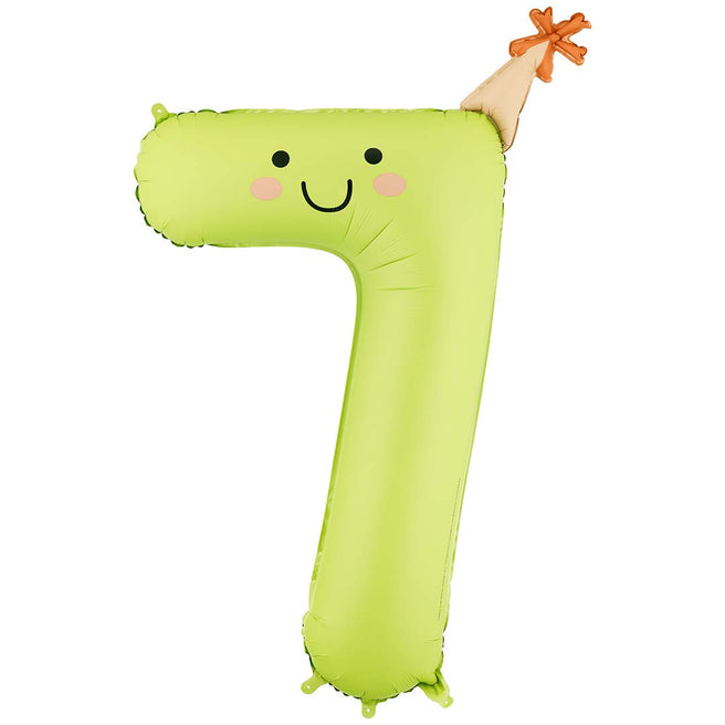 partydeco cijferballon 7 - lichtgroen - 86 cm | FB411T-7 | 2