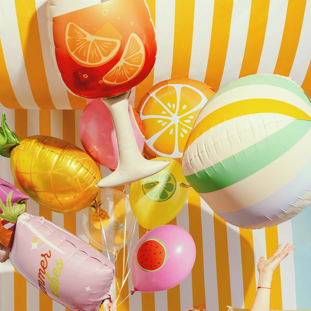 partydeco folieballon gestreept - 75 cm | FB418 | 2