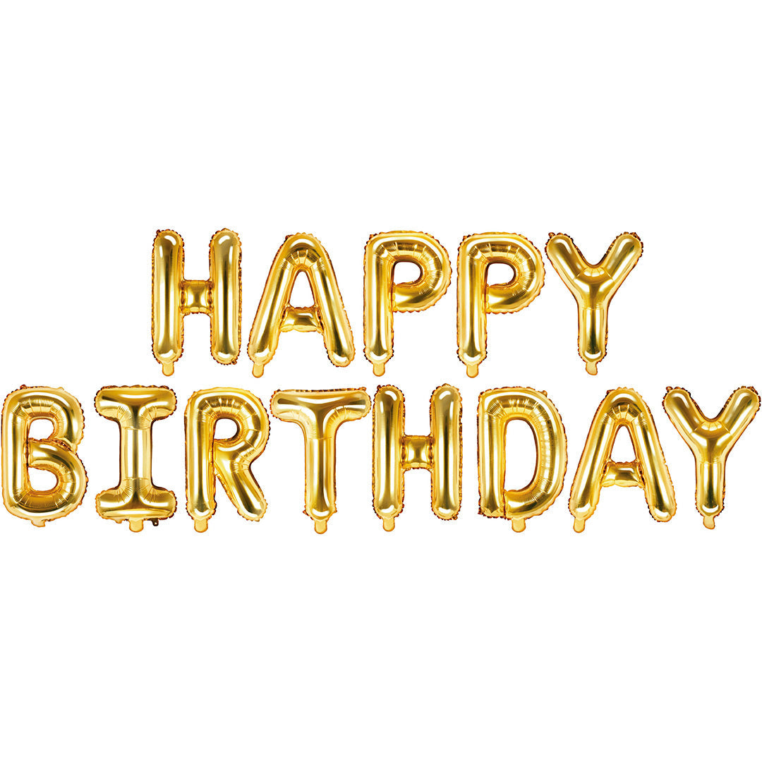 partydeco folieballon happy birthday - goud - 340x35 cm | FB6M-019 | 1