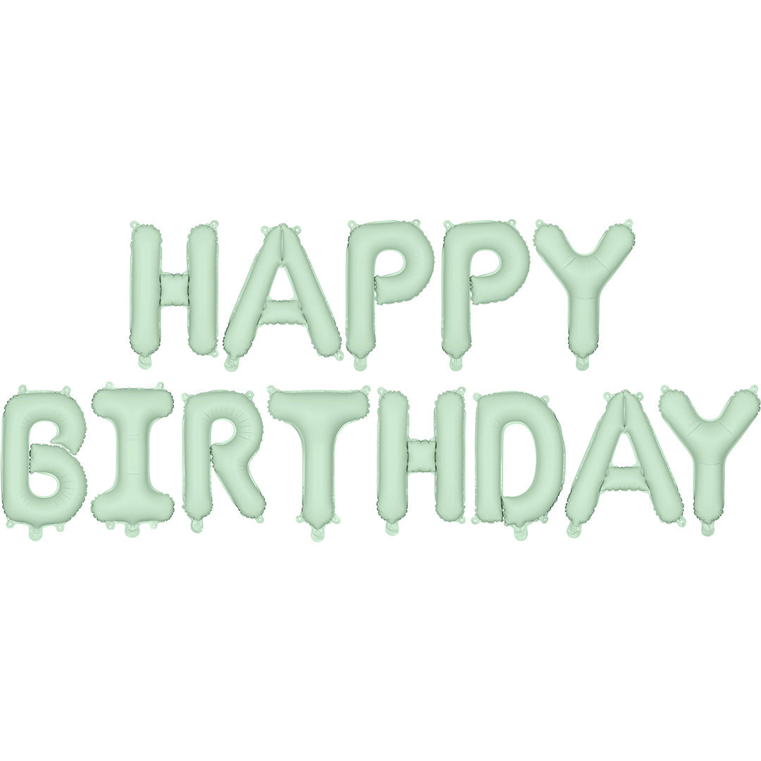 partydeco folieballon happy birthday - groen - 340x35 cm | FB6T-012 | 1