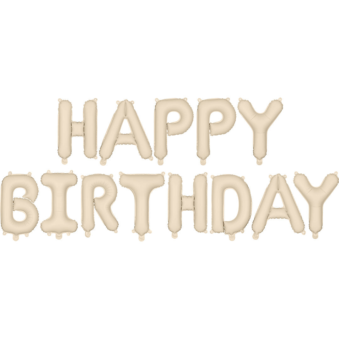 partydeco folieballon happy birthday - beige - 340x35 cm | FB6T-013 | 1