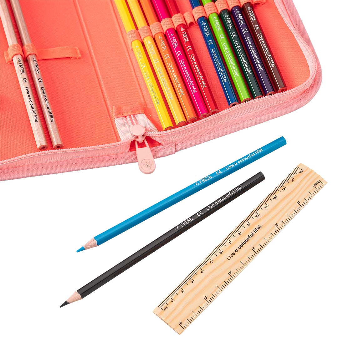 fresk etui met kleurpotloden - summer fruit - 17-delig | FB950-55 | 2