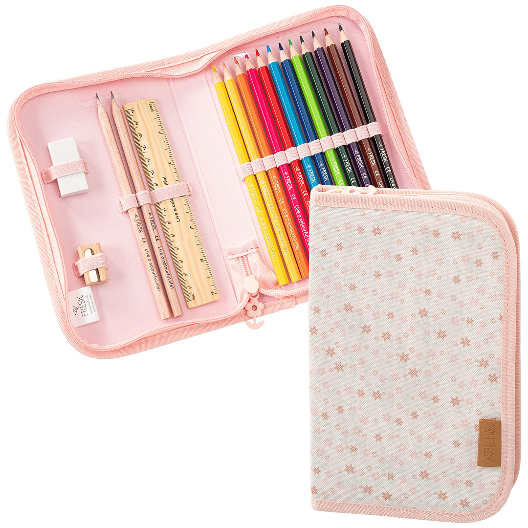 fresk etui met kleurpotloden - garden flowers - 17-delig | FB950-75 | 