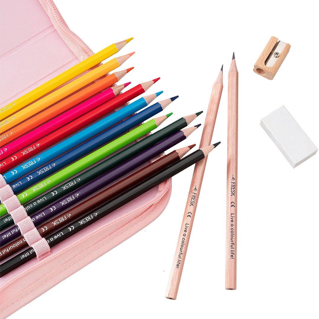 fresk etui met kleurpotloden - garden flowers - 17-delig | FB950-75 | 2