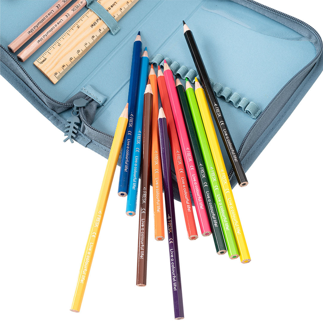 fresk etui met kleurpotloden - shark - 17-delig | FB950-88 | 2