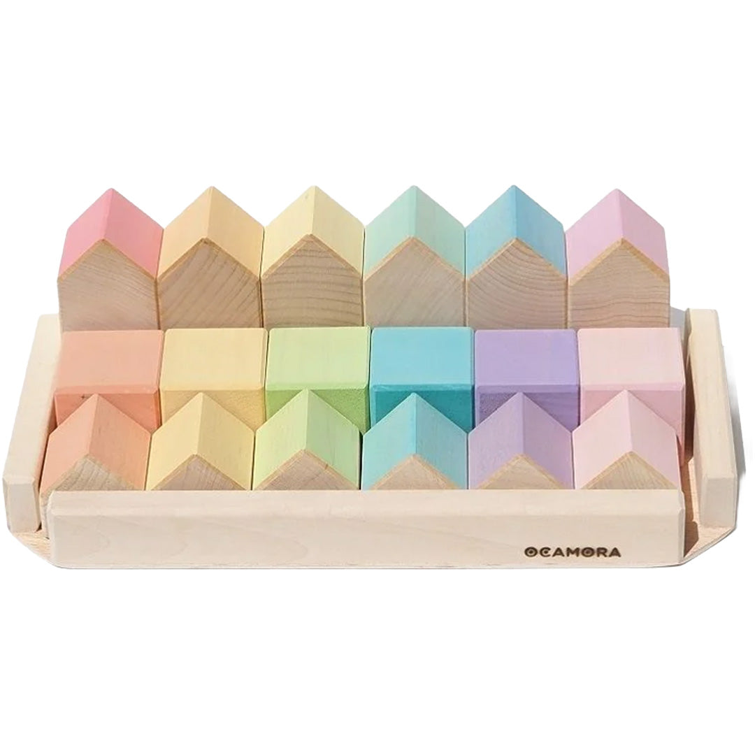 ocamora bouwblokken en huizen - pastel - 18st | CO-1221