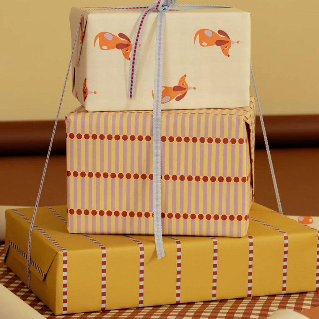 ole inpakpapier pyjama stripes - curry - mulberry - light blue - 3 m | 10KA63870C | 3