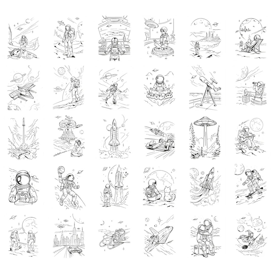 kidywolf extra tekenkaarten voor kidydraw pad - galaxy - 30st | K-DRAW-PAD-REFILL-GAL | 2