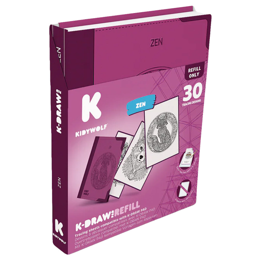 kidywolf extra tekenkaarten voor kidydraw pad - zen - 30st | K-DRAW-PAD-REFILL-ZEN | 4